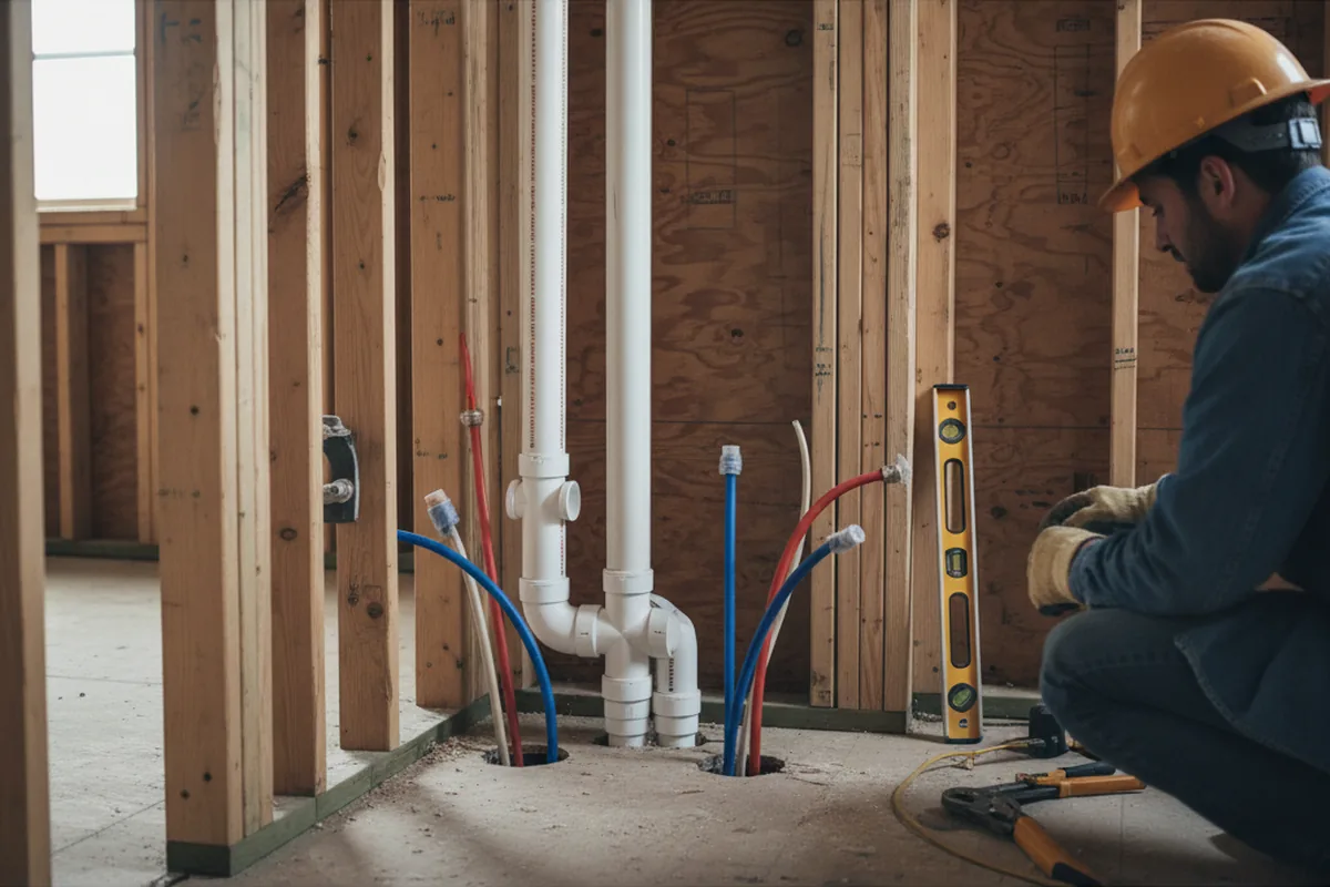 Drain and supply rough-in during Drain Cleaning in Hunter
