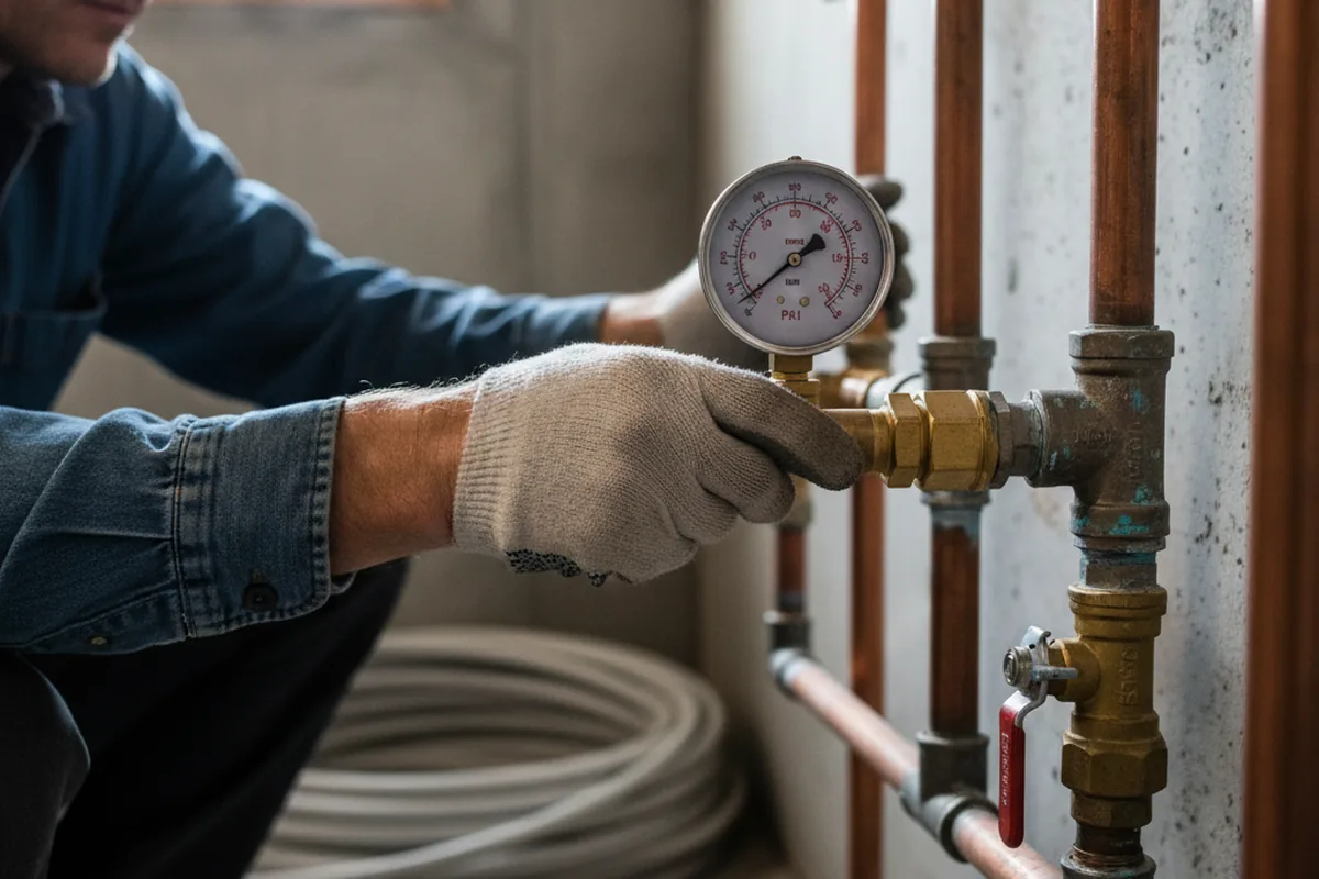 Pressure testing a repaired line during Water Line Repair in Hunter